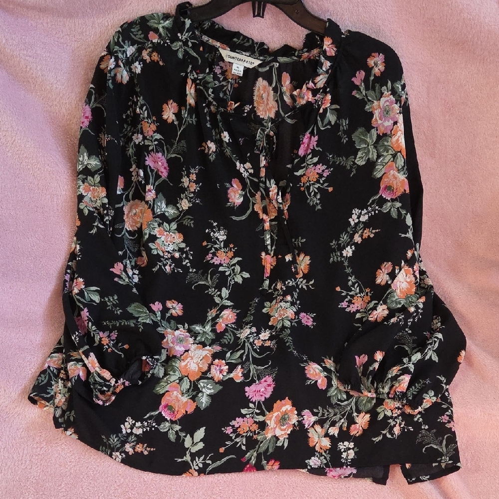 Counterparts Black Floral Blouse